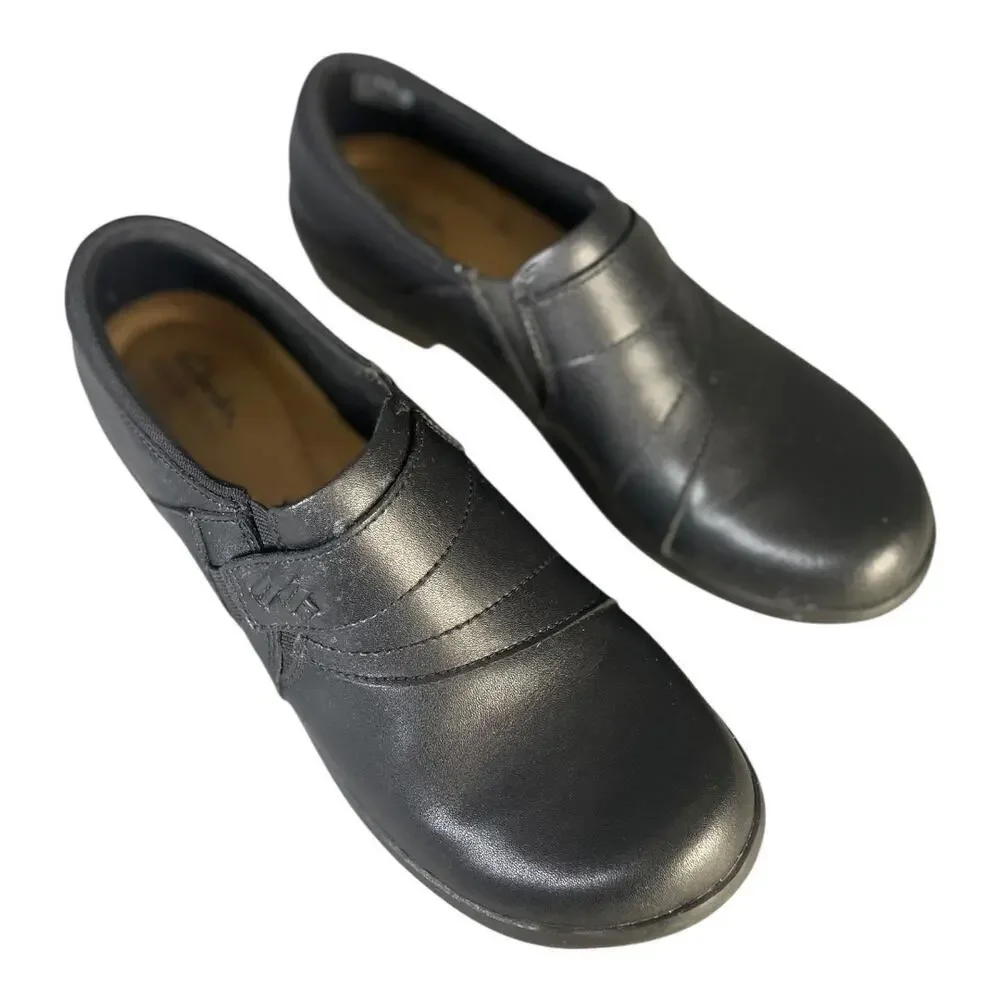 Clarks Women’s Angie Pearl Black Leather Slip On Loafers Size-10M